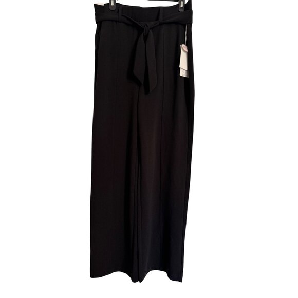 BBJ Soft Knit Crepe Stretch Wide Leg Size Large High Rise Black Stretch NWT - Picture 1 of 9
